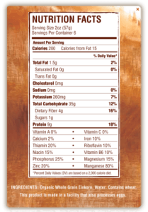 Jovial Pasta Nutrition Facts